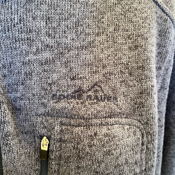 Eddie Bauer Sweater Mens XL Blue black Pullover Quarter Zip Polyester. - Picture 5 of 9